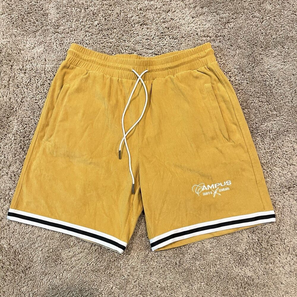 Campus Goods Saints Sinners Shorts Men's Size Small Gold Corduroy